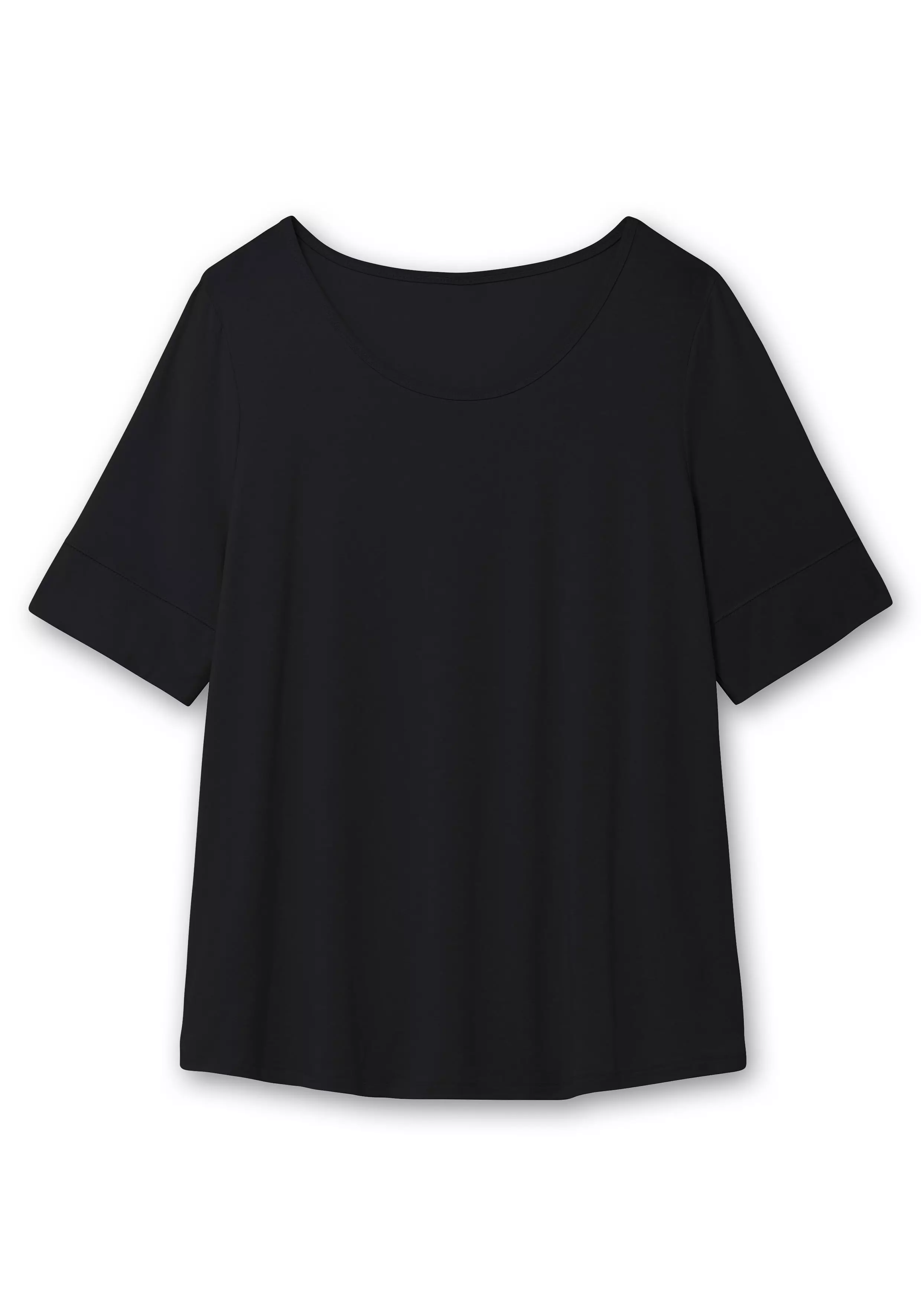 Jerseyshirt mit abgerundetem Saum schwarz
