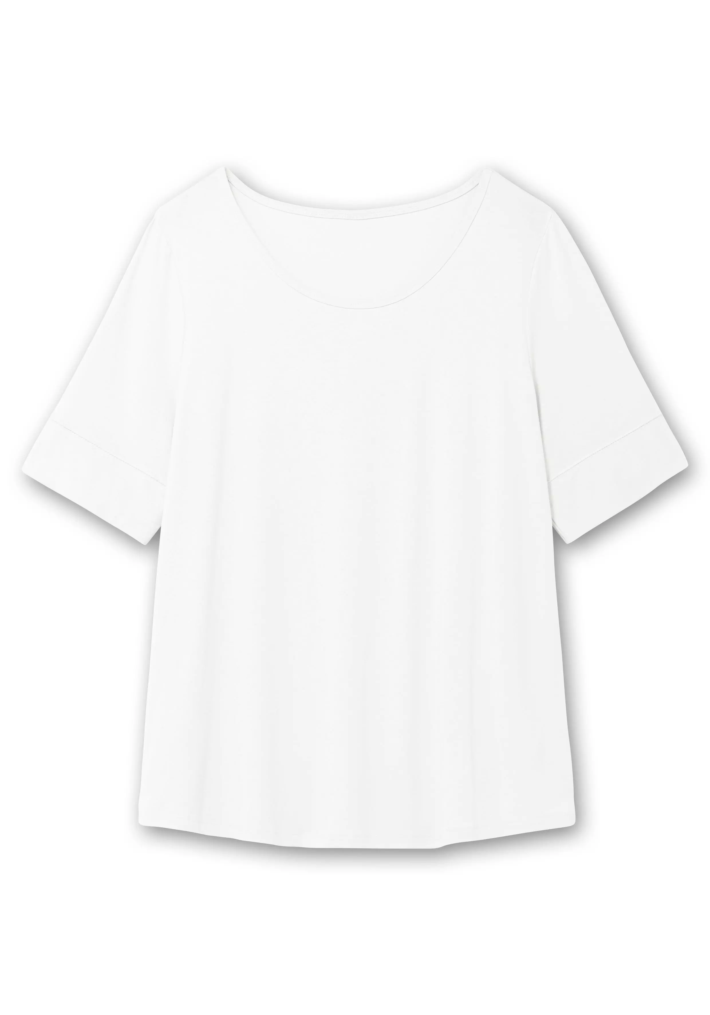 Jerseyshirt mit abgerundetem Saum wollweiß