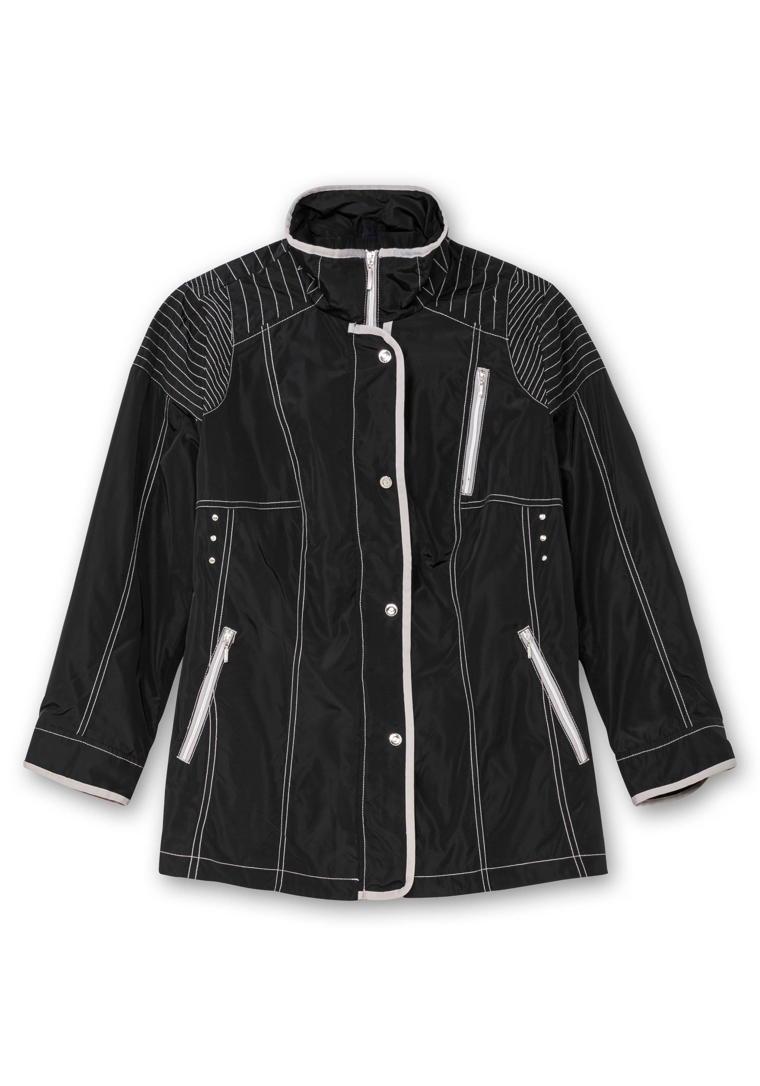 Thumbnail - Sheego Jacke mit silberfarbenen Kontrastdetails, schwarz, Gr.48