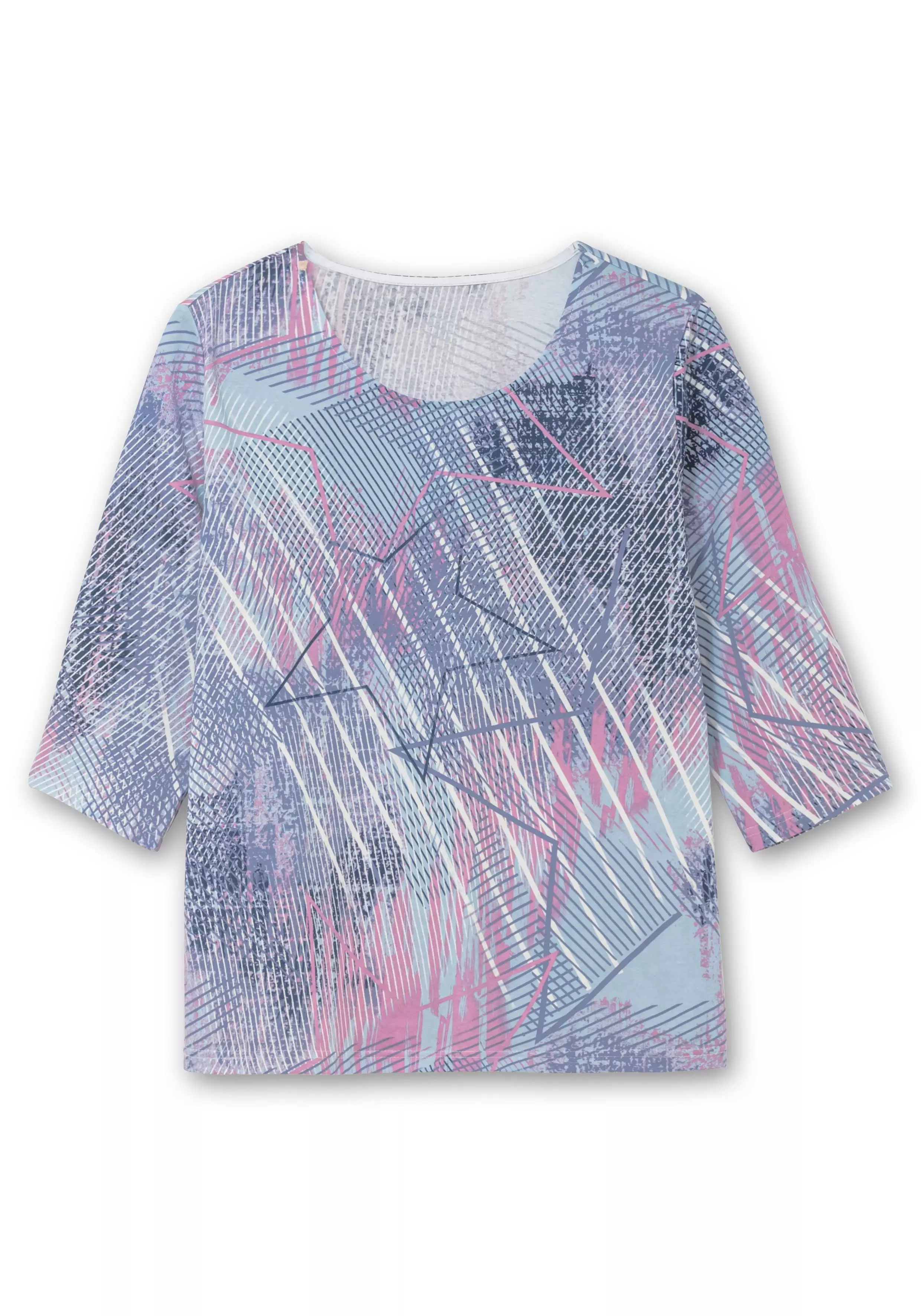 3/4-Arm-Shirt mit softem Alloverdruck blau gemustert