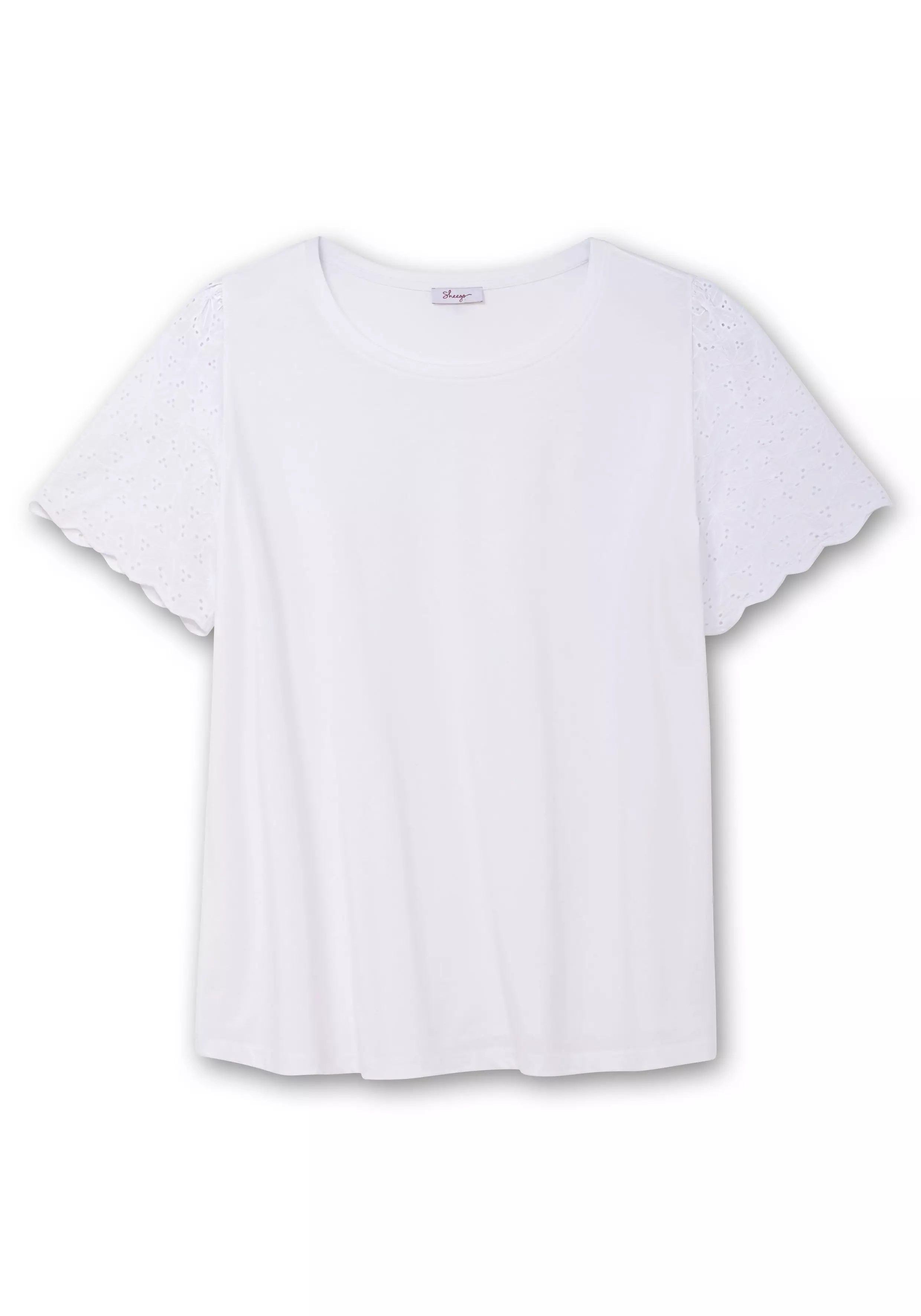 Shirt mit Flügelärmeln aus Lochspitze ecru