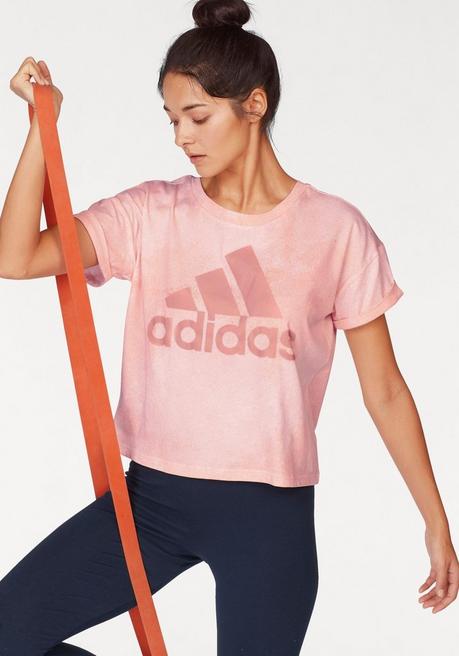 adidas Performance T-Shirt »WOMEN ESSENTIAL ALL OVER PRINT TEE« - rosa - L