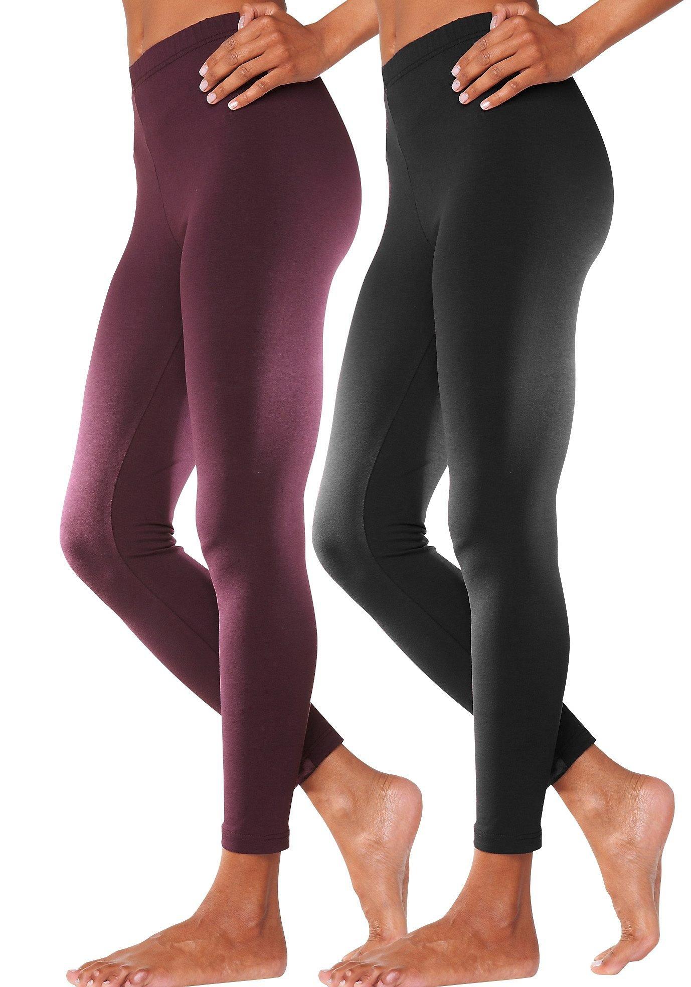 Vivance Active Doppelpack Leggings mit Gummibund - beere+schwarz sheego