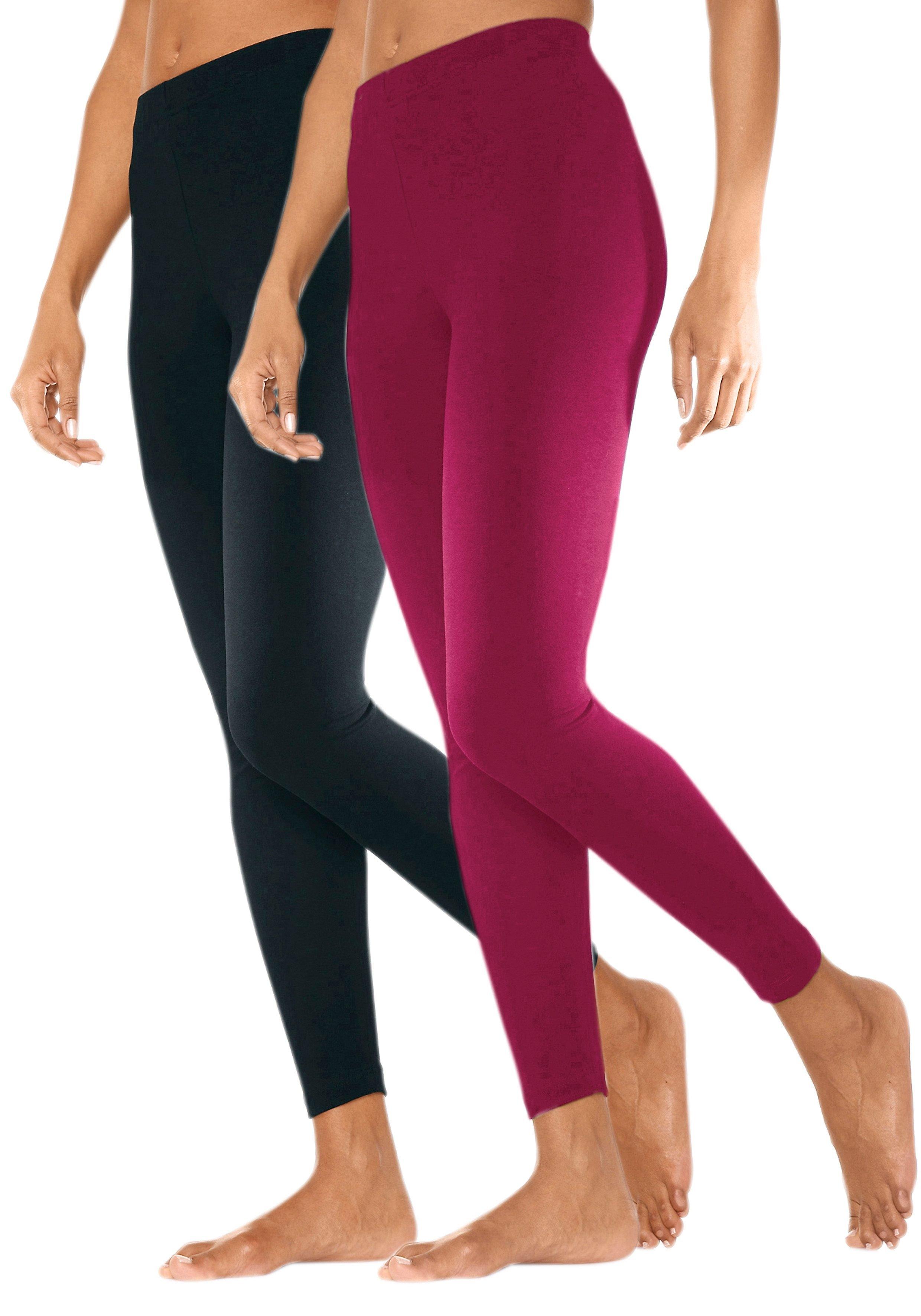 Vivance Active Doppelpack Leggings mit Gummibund - himbeere+schwarz sheego