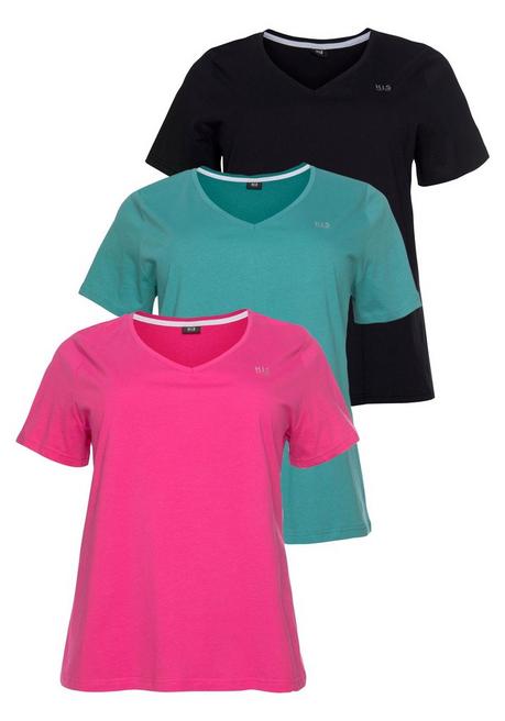 3er Pack T-Shirts - schwarz-pink - 40/42