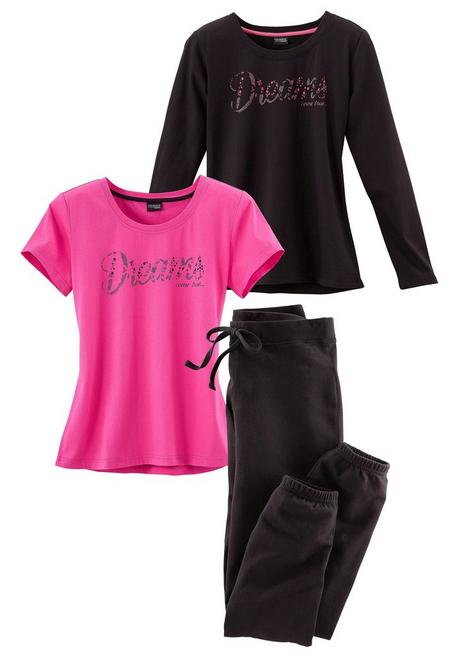 Pyjama - schwarz+pink - 40/42