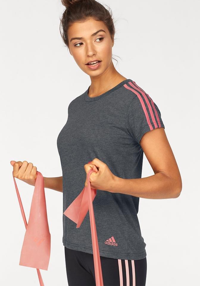 Große Größen: adidas Performance T-Shirt »ESSENTIALS 3S SLIM TEE«, grau-rosé, Gr.L-XXL