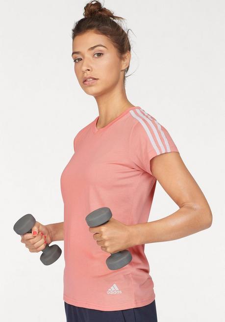adidas Performance T-Shirt »ESSENTIALS 3S SLIM TEE« - rosa-weiß - L